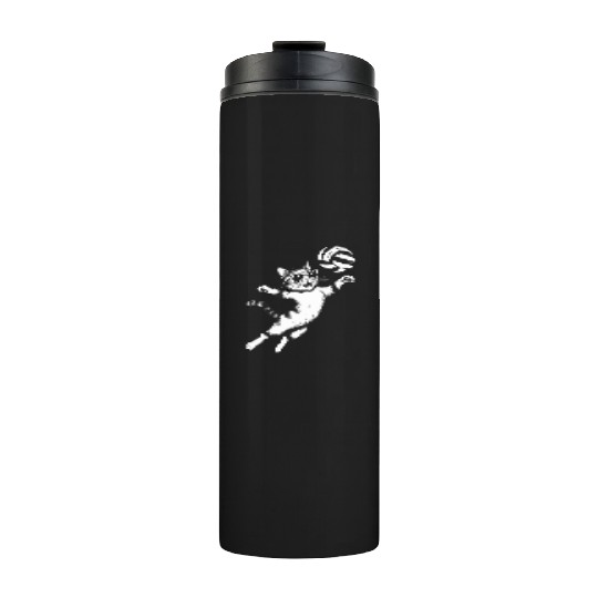 Cat Wearing Sunglasses Playing Volleyball Thermal Tumblers