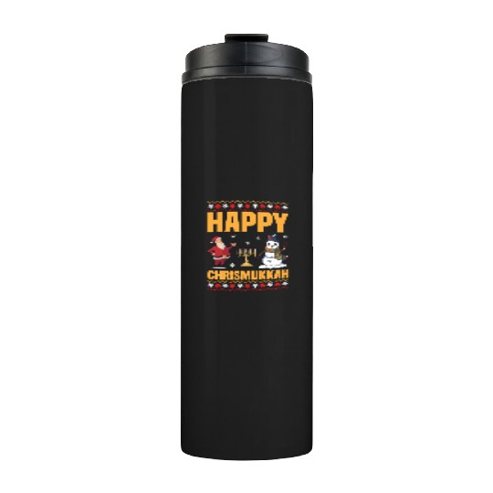 Happy Chrismukkah Funny Hanukkah Christmas Santa Thermal Tumblers