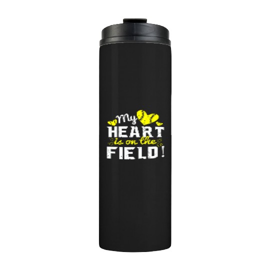 My Heart Softball Mom Funny Mommy Mother's Day Thermal Tumblers