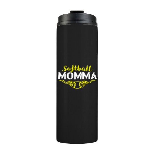 Softball Momma Mom Funny Mommy Mother's Day Thermal Tumblers