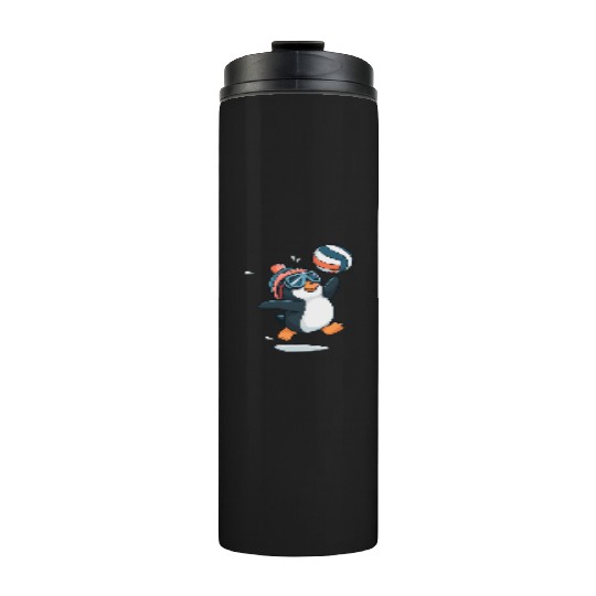 Penguin Playing Volleyball With Goggles And Hat Thermal Tumblers
