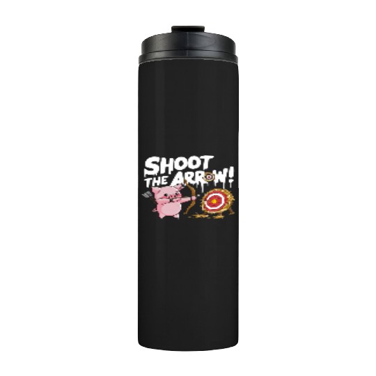 A pink piglet aiming a bow an arrow Thermal Tumblers