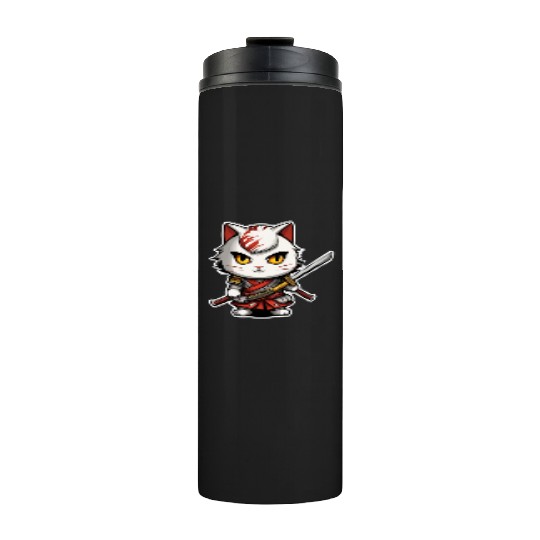 ninja cat with a katana 2 Thermal Tumblers