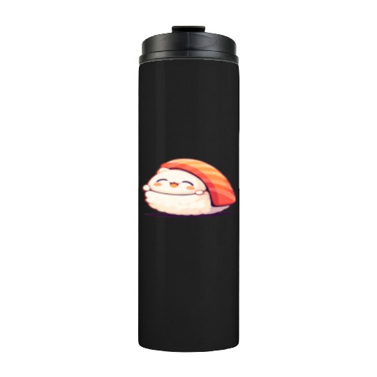 Kawaii White Cat Salmon Nigiri Sushi Thermal Tumblers
