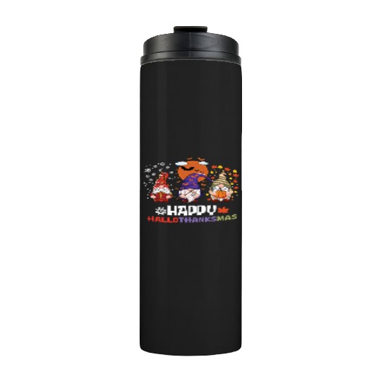 Happy Hallothanksmas Halloween Thanksgiving Thermal Tumblers