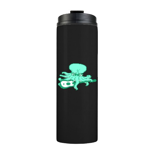 Cool Octopus Kraken Squid Plays Guitar Guitarist Thermal Tumblers