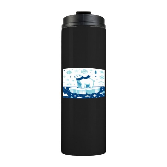 Polar Bear in Winter Wonderland Thermal Tumblers