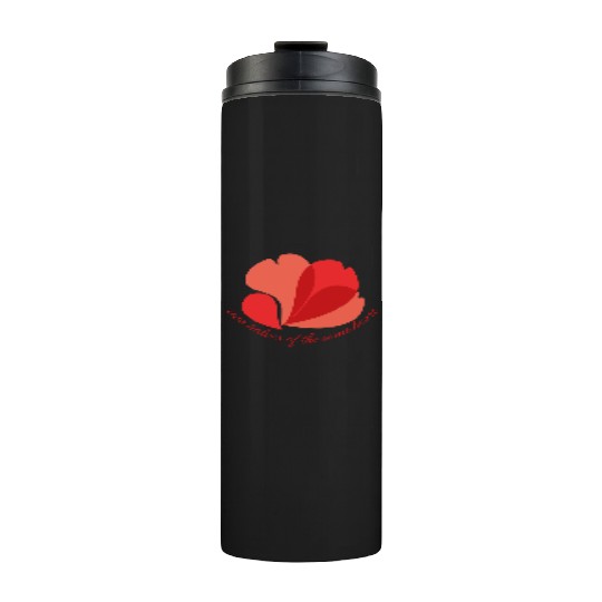 Vintage Botanical Red Poppy Heart Graphic Flower Thermal Tumblers