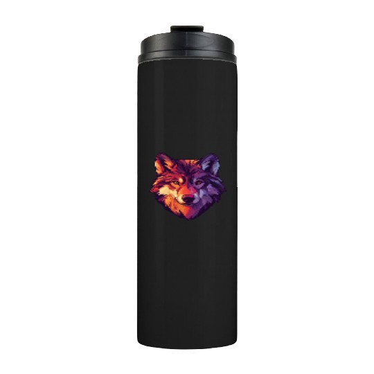 Floral Wolf Vintage Flowers Wolf Face for Wolves Thermal Tumblers