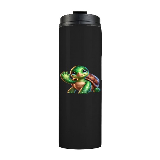 Adorable Waving Turtle Thermal Tumblers