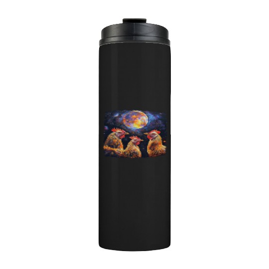 Chicken Farmer Farming Howling Moon Thermal Tumblers