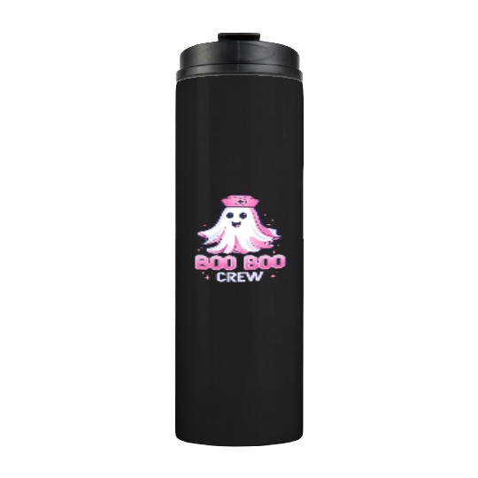 Boo Boo Crew Nurse Pink Ghost Halloween Costume Thermal Tumblers