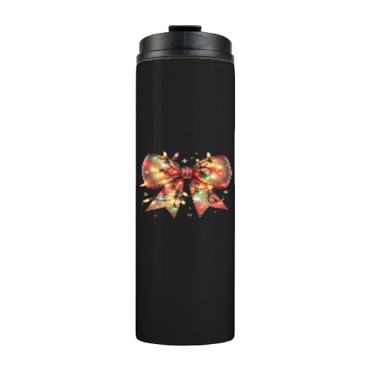 Christmas Light Coquette Bow Thermal Tumblers