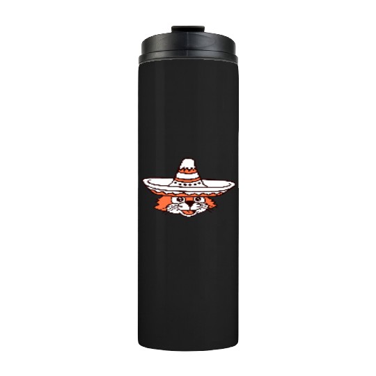 Sombrero Hat Cat Funny Cool Mexican Culture Kitten Thermal Tumblers