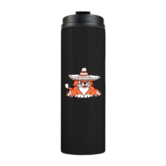 Sombrero Hat Cat Funny Cool Mexican Culture Kitten Thermal Tumblers