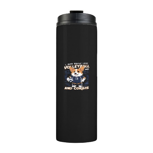 Love Volleyball and Corgis Design Thermal Tumblers