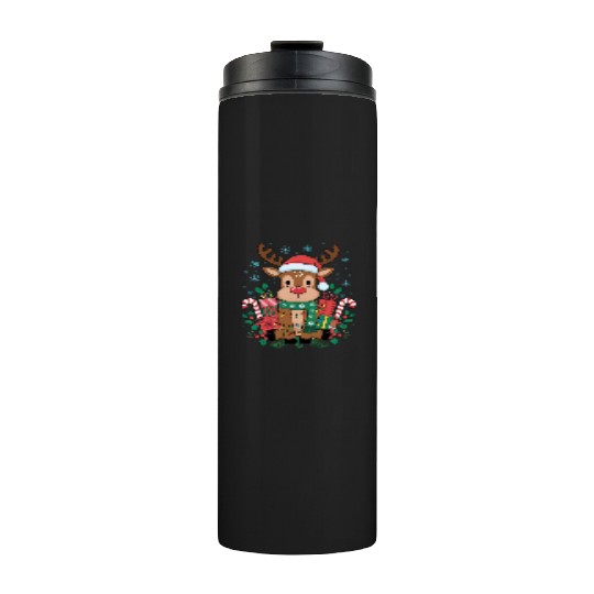 Cute Christmas Reindeer Design - Holiday Gifts Thermal Tumblers