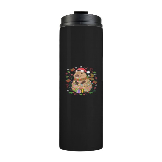 Cute Christmas Capybara - Holiday Lights and Gifts Thermal Tumblers