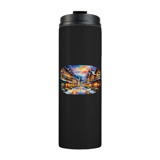 Christmas Night Streets Thermal Tumblers