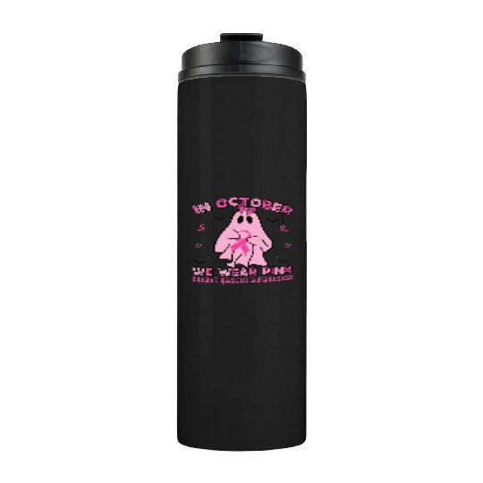 Halloween Breast Cancer Pink Ghost Thermal Tumblers