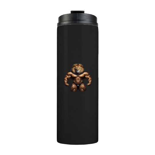 LION KING POWER: MUSCLE CHAMPION Bodybuilder Gym Thermal Tumblers
