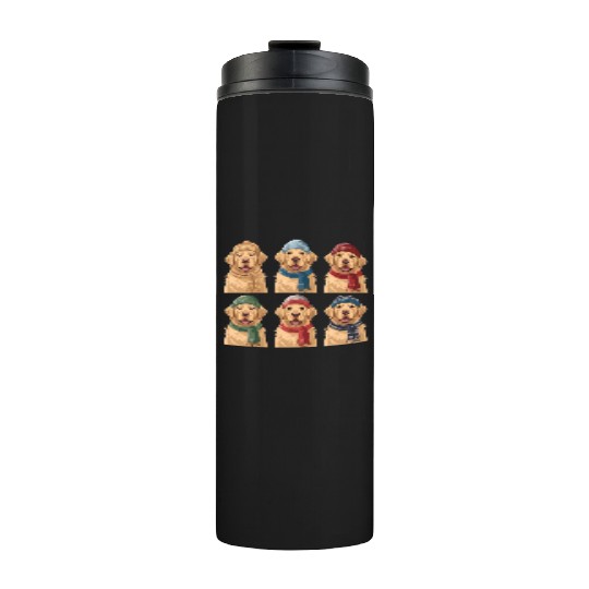 Winter Cute Golden Retriever Thermal Tumblers