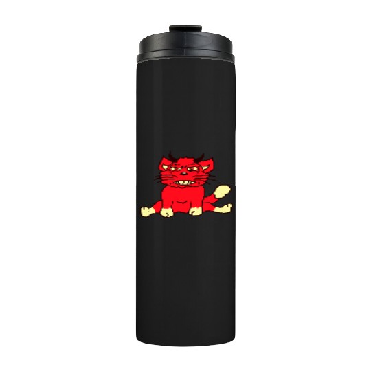 Demon Monster Cat Halloween Fun Horror Devil Horns Thermal Tumblers
