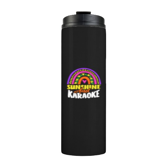 Sun And Karaoke Rainbow Heart Thermal Tumblers