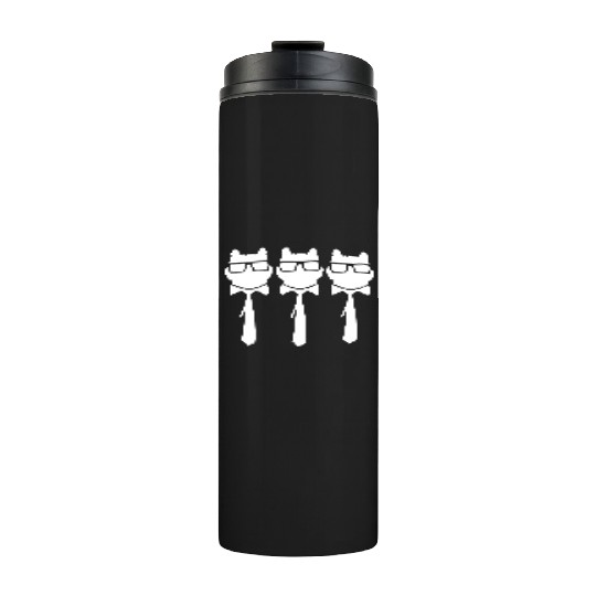 3 Smart Nerd Cat Horn-Rimmed Glasses Geek Tie Team Thermal Tumblers