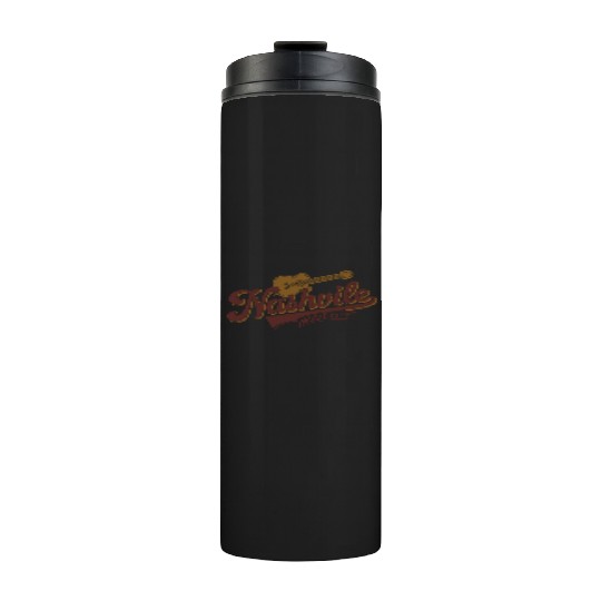 Nashville Music City Logo with Guitar Illustration Thermal Tumblers