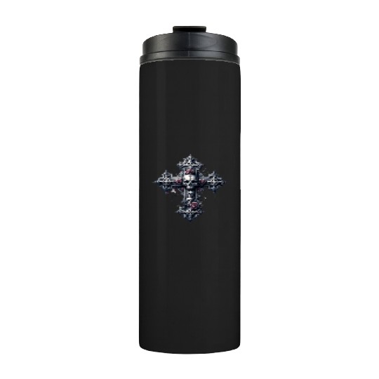 Gothic Cross Collection - Skulls and Red Roses Thermal Tumblers