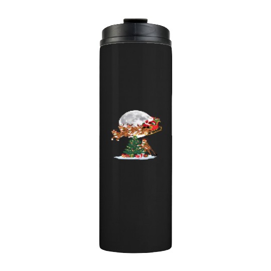 Xmas Tree Lights Funny Santa Riding Cheetah Thermal Tumblers
