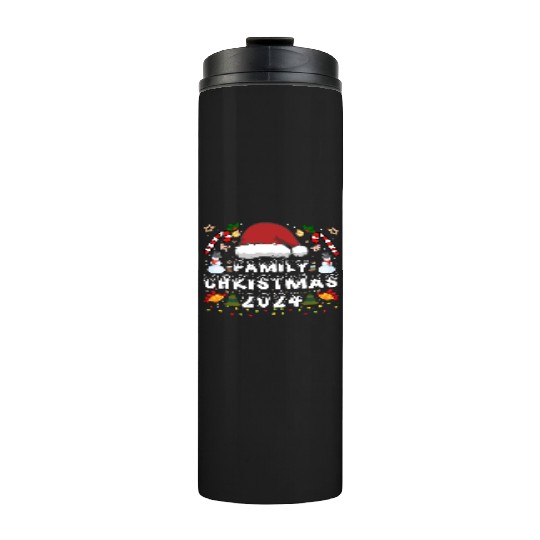 Family Christmas 2024 Squad Santa Elf Funny Xmas Thermal Tumblers
