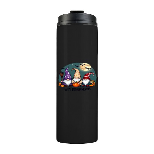 Happy Hallothanksmas Gnomes Celebration with Bats Thermal Tumblers