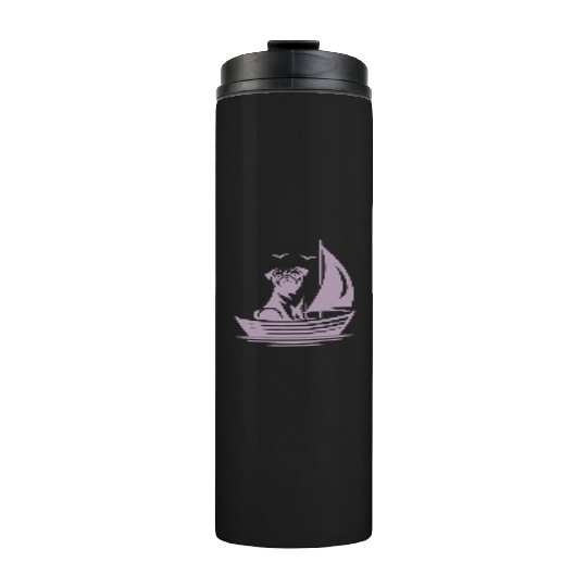 Pug silhouette sailboat minimalist Thermal Tumblers