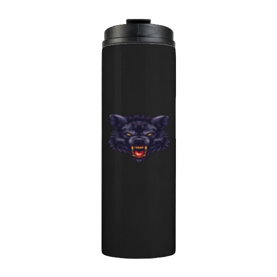 dark wolf face Thermal Tumblers