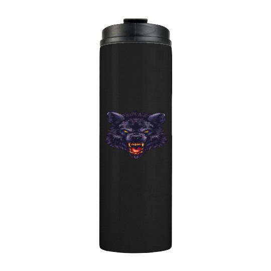 dark wolf face Thermal Tumblers