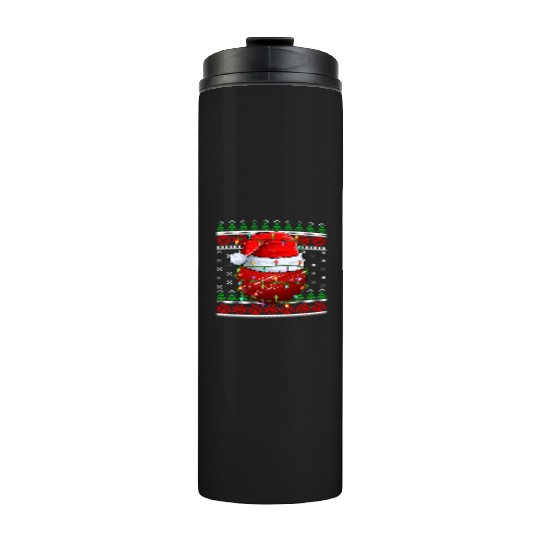 Cricket Ball Ugly Christmas Santa Hat Thermal Tumblers