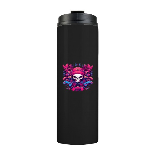 80s Pop Gaming 80s Popstyle Cartoon For all, who Thermal Tumblers