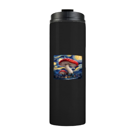 Starry Night Mushroom Surreal Dreamscape nature Thermal Tumblers