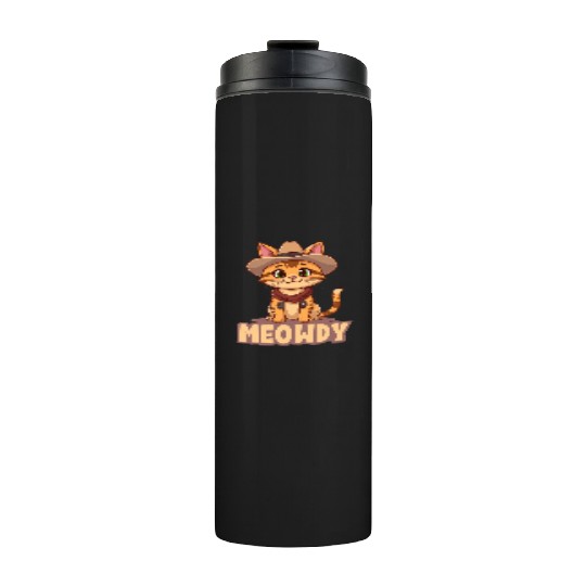 Cowboy Cat "Meowdy" Western yellow wild west cat Thermal Tumblers