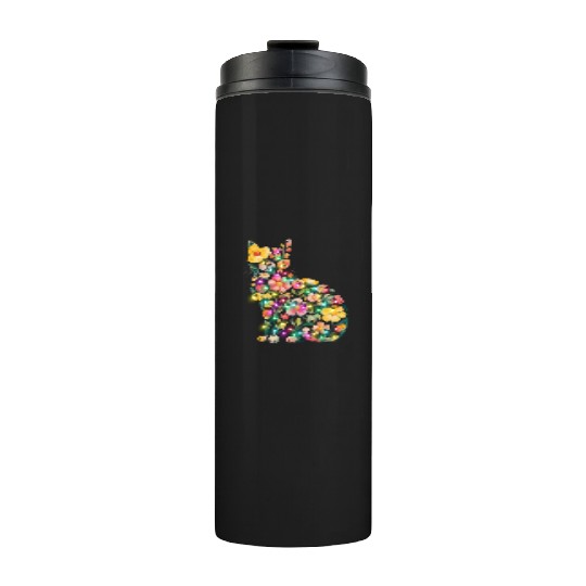 Floral Cat Silhouette nature santa christmas light Thermal Tumblers