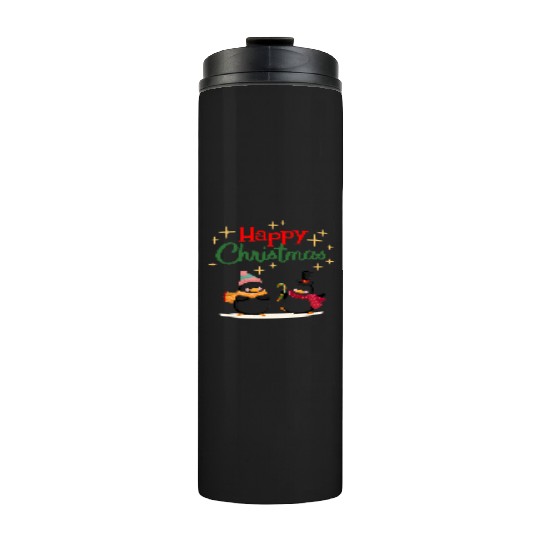 Cute cartoon penguins celebrating Christmas Thermal Tumblers