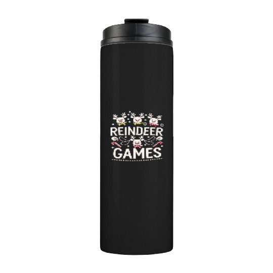 Playful Holiday Reindeer Cute Thermal Tumblers