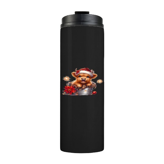 Christmas Merry Christmas For Gift Highland Cow Thermal Tumblers