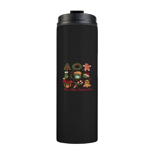 Tis the Season Retro Coquette Cute Christmas Thermal Tumblers
