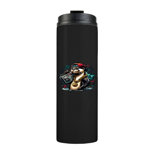 Hip Hop Otter with Boombox and Gold Chain Thermal Tumblers