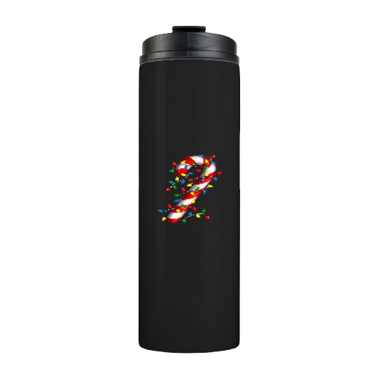 Candy Cane Merry and Bright Christmas Lights Candy Thermal Tumblers