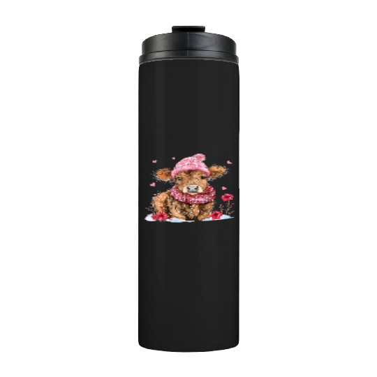 Cute Highland Cow Valentines Day Thermal Tumblers