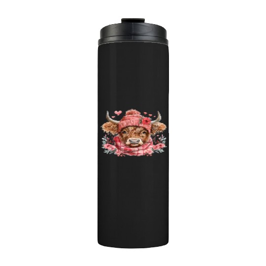 Cute Highland Cow Valentines Day Thermal Tumblers
